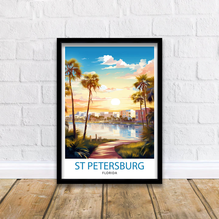 St. Petersburg Florida Travel Print St. Pete Wall Art Florida Beach Decor St. Petersburg Illustration Travel Poster Gift for Florida Lover