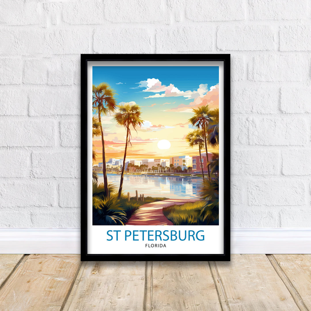 St. Petersburg Florida Travel Print St. Pete Wall Art Florida Beach Decor St. Petersburg Illustration Travel Poster Gift for Florida Lover