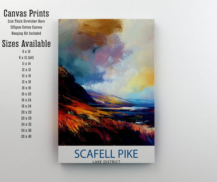 Scafell Pike Travel Print Lake District Wall Art Scafell Pike Illustration England Travel Poster Gift for Hikers Mountain Wall Decor