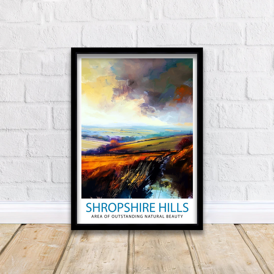Shropshire Hills Travel Print Shropshire Wall Decor Shropshire Hills Illustration Travel Poster Gift for Shropshire England Home Decor