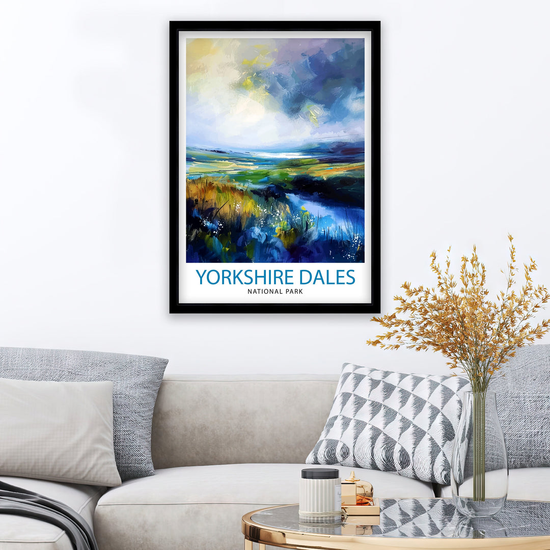 Yorkshire Dales Travel Print Wall Art, Home Decor Yorkshire Dales Illustration Travel Poster Gift For UK Travelers England Home Decor