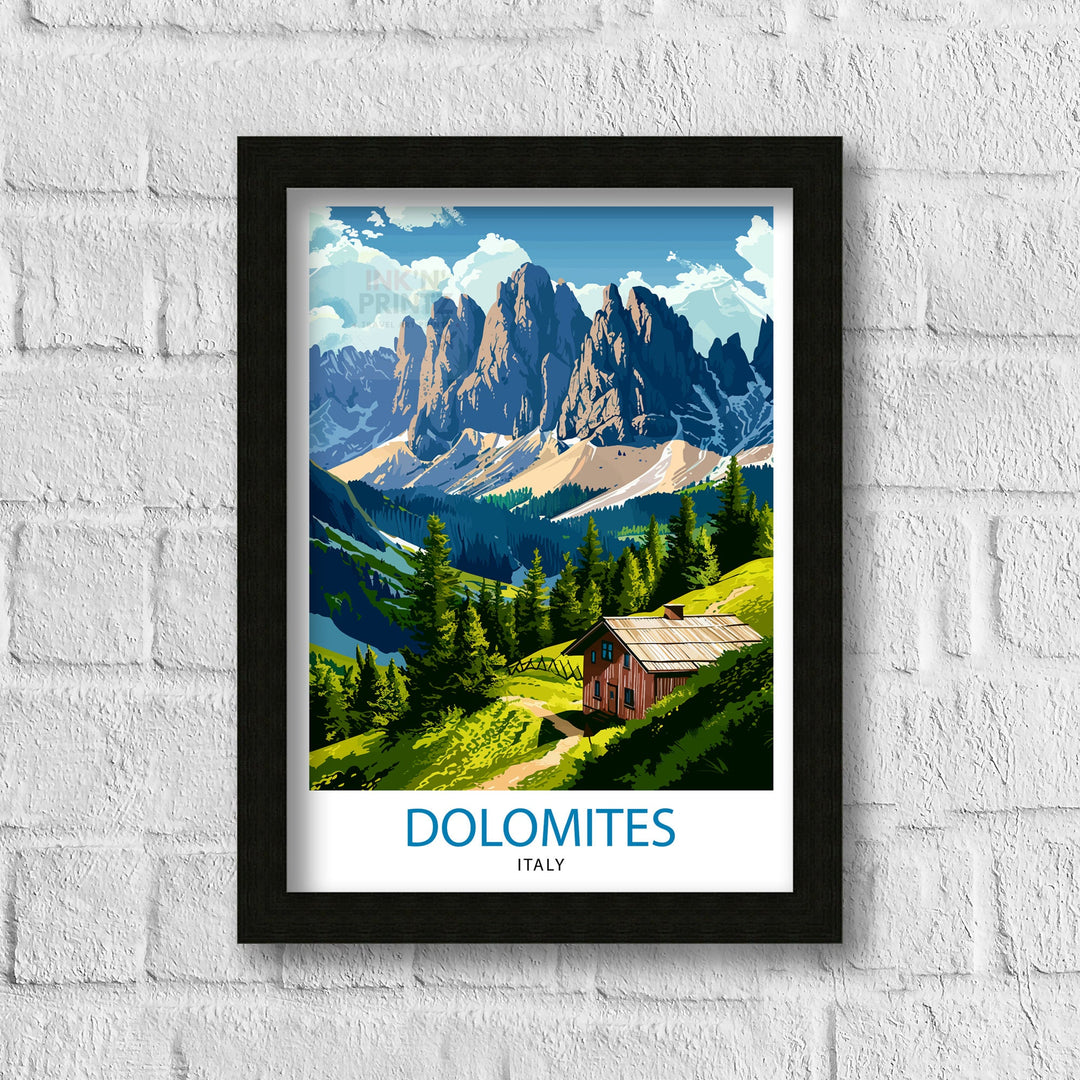 Dolomites Italy Travel Print Dolomites Wall Art Dolomites Home Decor Italy Illustration Travel Poster Gift For Italy Lovers