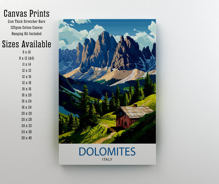 Dolomites Italy Travel Print Dolomites Wall Art Dolomites Home Decor Italy Illustration Travel Poster Gift For Italy Lovers