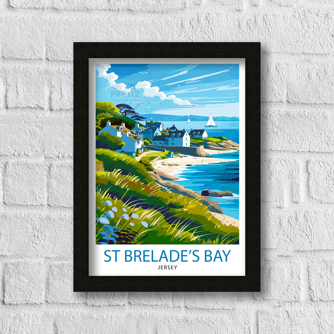 St Brelades Bay Jersey Travel Print Wall Art St Brelades Bay Wall Hanging Home Décor St Brelades Bay Gift Art Lovers Jersey Art Lover Gift