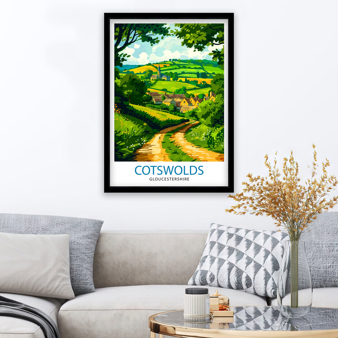 Cotswolds Travel Print Cotswolds Wall Art Cotswolds Illustration Travel Poster Gift Cotswolds Home Decor