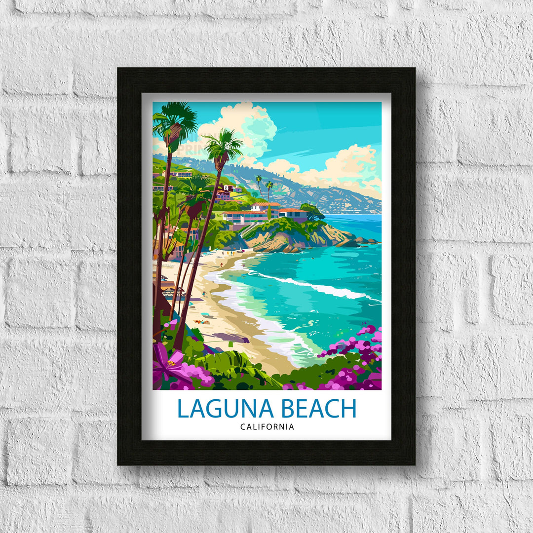 Laguna Beach California Travel Print Wall Decor Laguna Beach Wall Decor Laguna Beach Home Living Decor Laguna Beach Illustration Travel