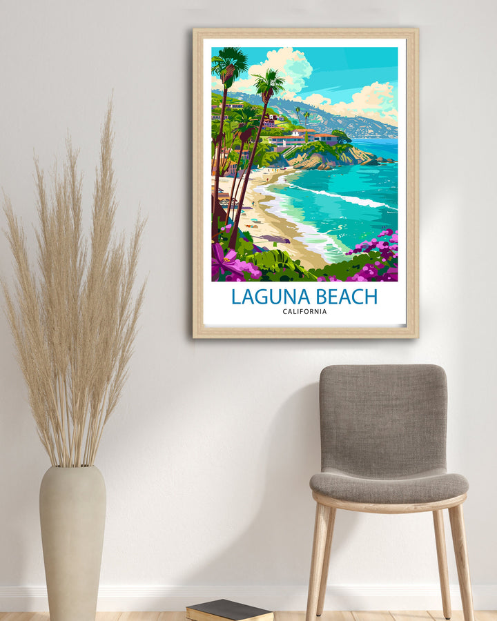 Laguna Beach California Travel Print Wall Decor Laguna Beach Wall Decor Laguna Beach Home Living Decor Laguna Beach Illustration Travel